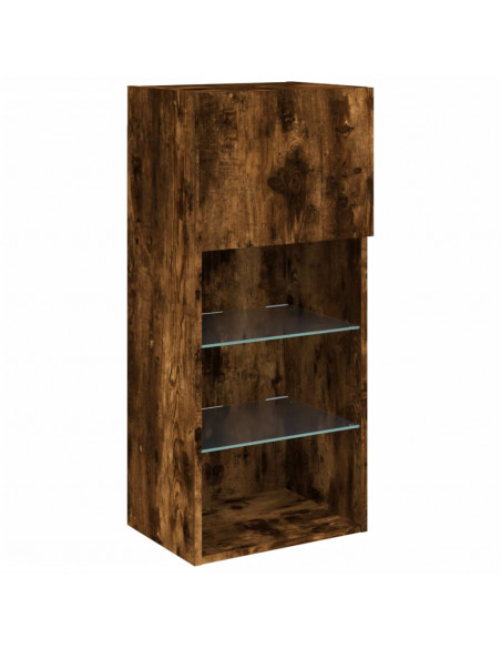 Mobile TV con Luci LED Rovere Fumo 40,5x30x90 cm