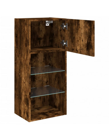 Mobile TV con Luci LED Rovere Fumo 40,5x30x90 cm