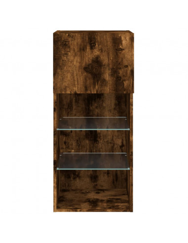 Mobile TV con Luci LED Rovere Fumo 40,5x30x90 cm