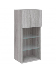 Mobile TV con Luci LED Grigio Sonoma 40,5x30x90 cm 2