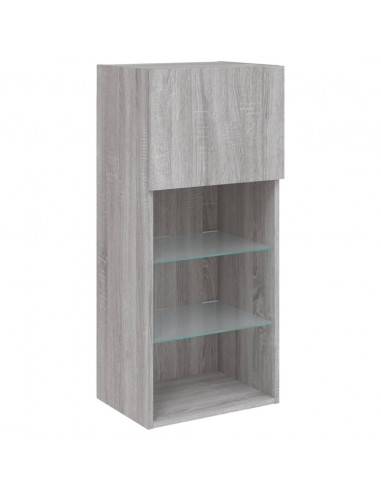 Mobile TV con Luci LED Grigio Sonoma 40,5x30x90 cm