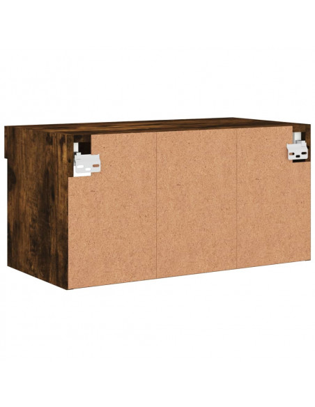 Mobile Porta TV con Luci LED Rovere Fumo 60x30x30 cm