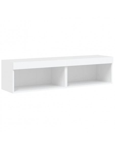 Mobili TV con Luci LED 2pz Bianchi 60x30x30 cm
