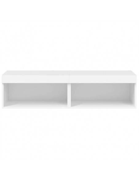 Mobili TV con Luci LED 2pz Bianchi 60x30x30 cm