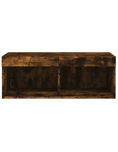 Mobile Porta TV con Luci LED Rovere Fumo 80x30x30 cm