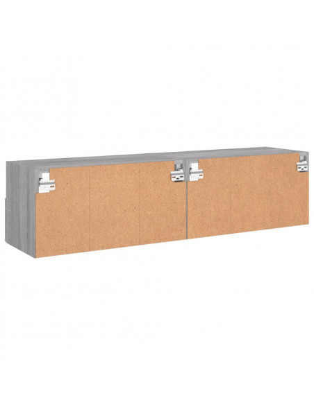 Mobili TV Muro 2pz Grigio Sonoma 60x30x30 cm Legno Multistrato