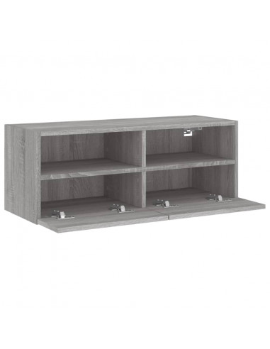 Mobile TV a Parete Grigio Sonoma 80x30x30 cm Legno Multistrato