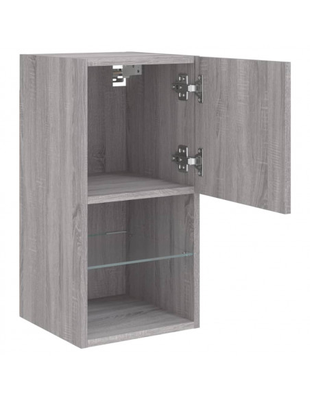 Mobile TV con Luci LED Grigio Sonoma 30,5x30x60 cm