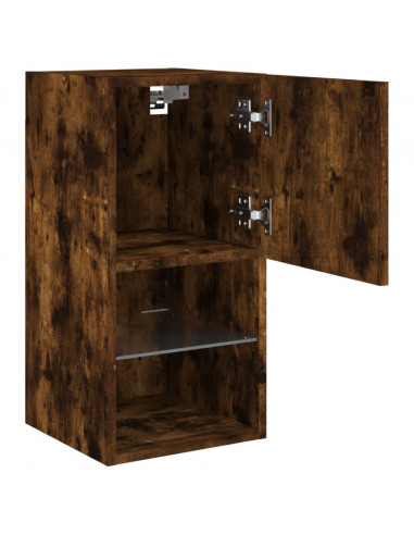 Mobile TV con Luci LED Rovere Fumo 30,5x30x60 cm