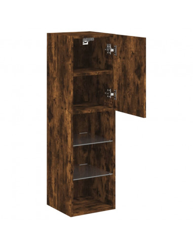 Mobile TV con Luci LED Rovere Fumo 30,5x30x102 cm