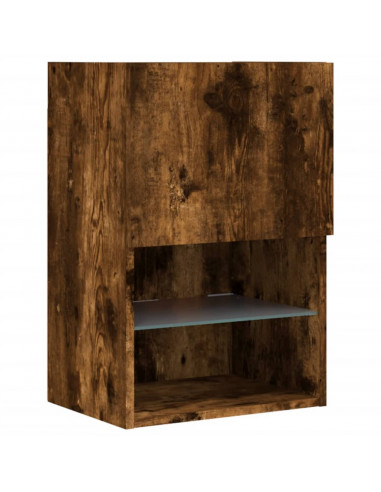 Mobile TV con Luci LED Rovere Fumo 40,5x30x60 cm