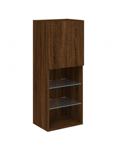 Mobile TV con Luci LED Rovere Marrone 40,5x30x102 cm