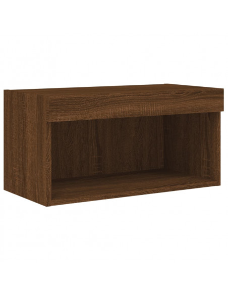 Mobile Porta TV con Luci LED Rovere Marrone 60x30x30 cm