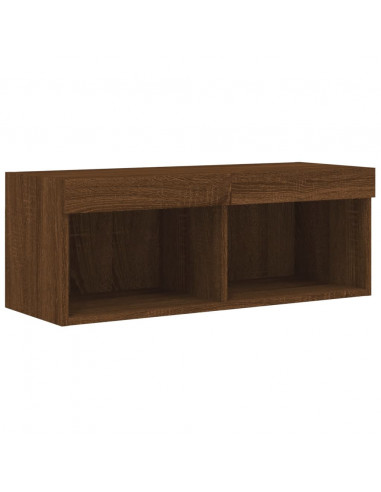 Mobile Porta TV con Luci LED Rovere Marrone 80x30x30 cm