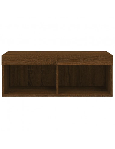 Mobile Porta TV con Luci LED Rovere Marrone 80x30x30 cm