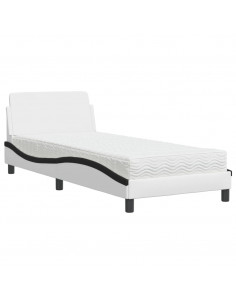 Letto con Materasso Nero e Bianco 90x200 cm in Similpelle 2