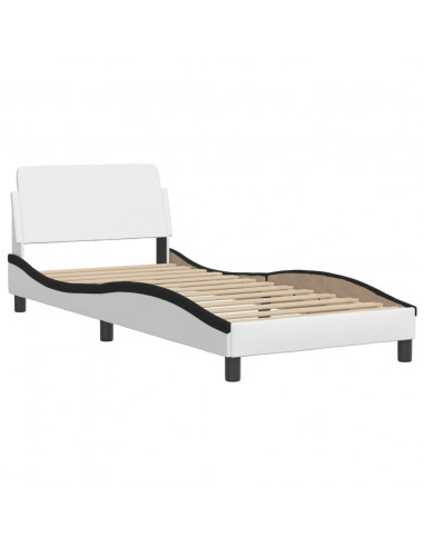 Letto con Materasso Nero e Bianco 90x200 cm in Similpelle