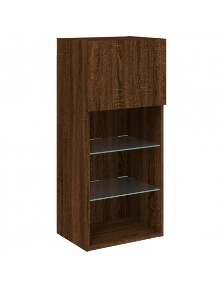 Mobili Porta TV con Luci LED 2 pz Rovere Marrone 40,5x30x90 cm