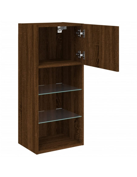 Mobili Porta TV con Luci LED 2 pz Rovere Marrone 40,5x30x90 cm
