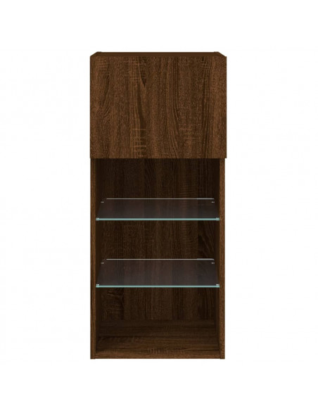 Mobili Porta TV con Luci LED 2 pz Rovere Marrone 40,5x30x90 cm