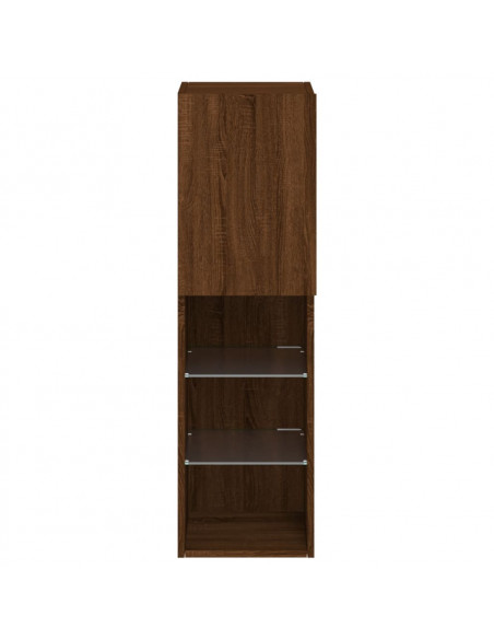 Mobili Porta TV con Luci LED 2 pz Rovere Marrone 30,5x30x102 cm
