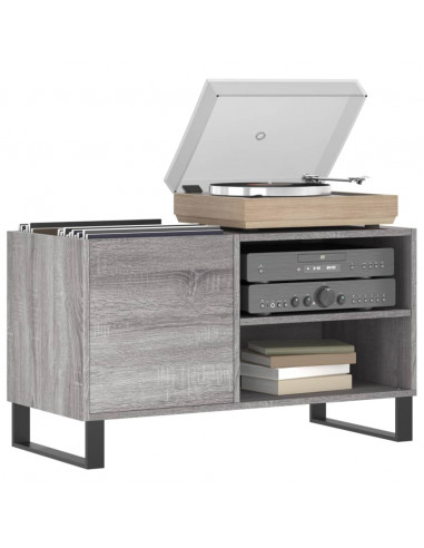 Mobile Porta Dischi Grigio Sonoma 85x38x48 cm Legno Multistrato