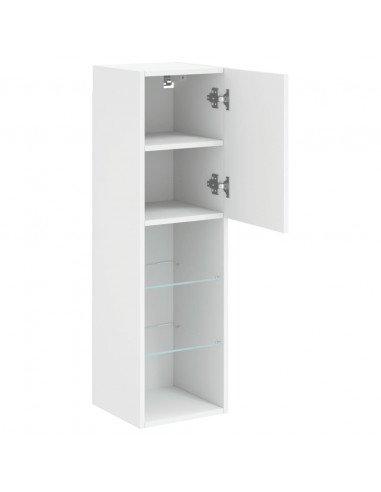 Mobili Porta TV con Luci LED 2 pz Bianchi 30,5x30x102 cm