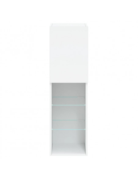 Mobili Porta TV con Luci LED 2 pz Bianchi 30,5x30x102 cm