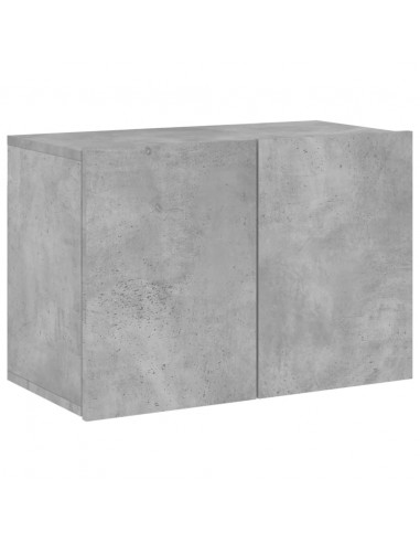 Mobili TV a Muro con LED 5pz Grigio Cemento Legno Multistrato