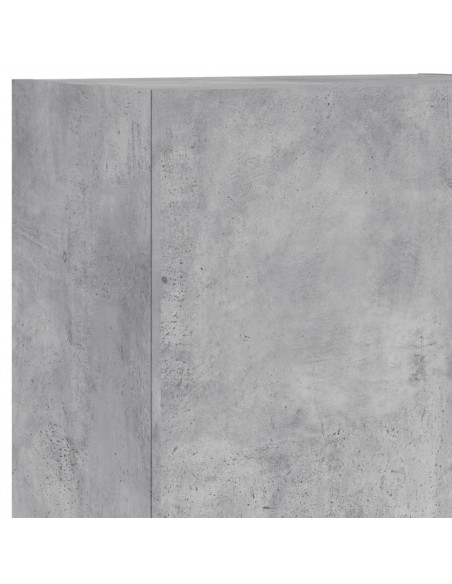 Mobili TV a Muro con LED 5pz Grigio Cemento Legno Multistrato