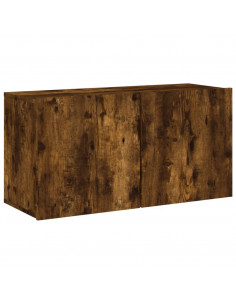 Mobili TV a Muro 5pz Rovere Fumo in Legno Multistrato 2