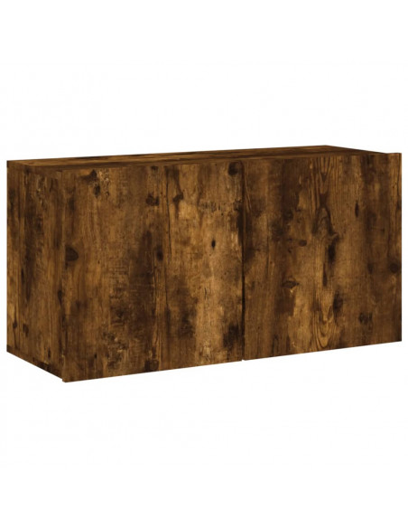 Mobili TV a Muro 5pz Rovere Fumo in Legno Multistrato