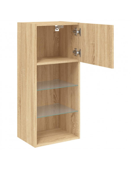 Mobili TV con Luci LED 2pz Rovere Sonoma 40,5x30x90 cm