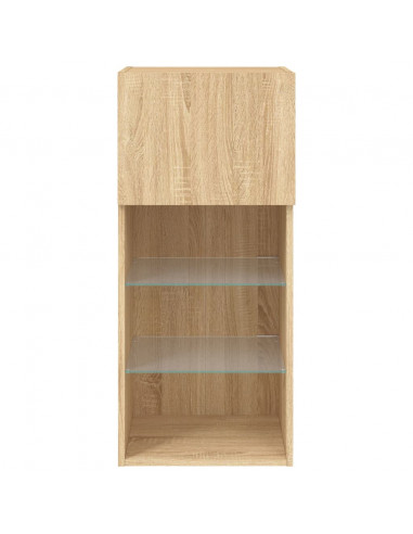 Mobili TV con Luci LED 2pz Rovere Sonoma 40,5x30x90 cm