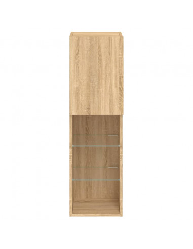 Mobili TV con Luci LED 2pz Rovere Sonoma 30,5x30x102 cm