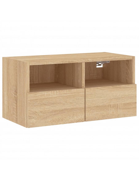 Mobili TV a Muro 4pz Rovere Sonoma in Legno Multistrato