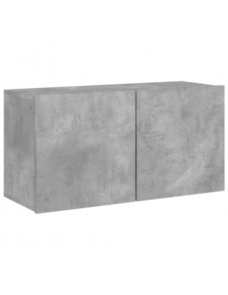 Mobili TV a Muro con LED 5pz Grigio Cemento Legno Multistrato
