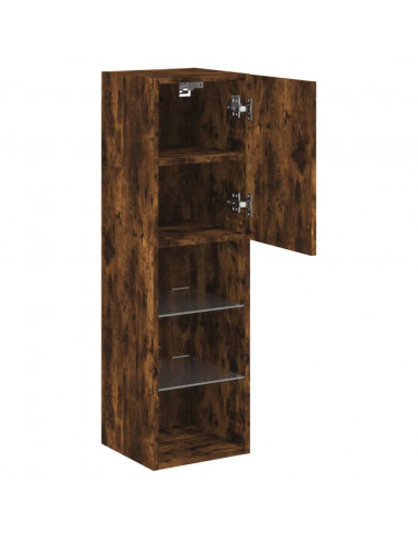 Mobili Porta TV con Luci LED 2 pz Rovere Fumo 30,5x30x102 cm