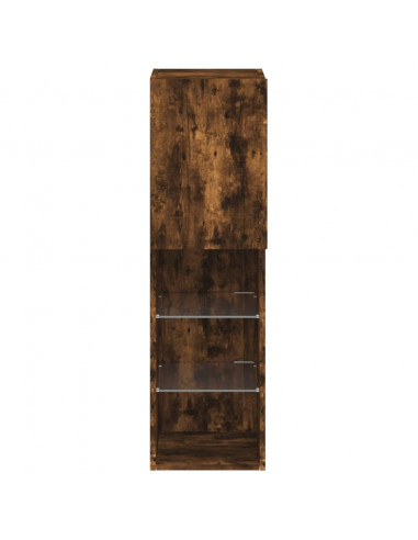 Mobili Porta TV con Luci LED 2 pz Rovere Fumo 30,5x30x102 cm