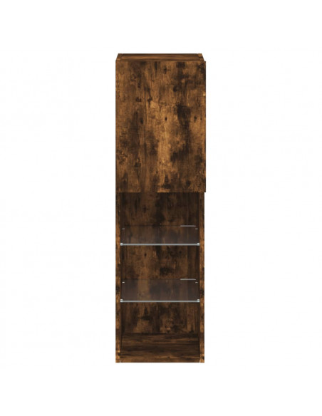 Mobili Porta TV con Luci LED 2 pz Rovere Fumo 30,5x30x102 cm
