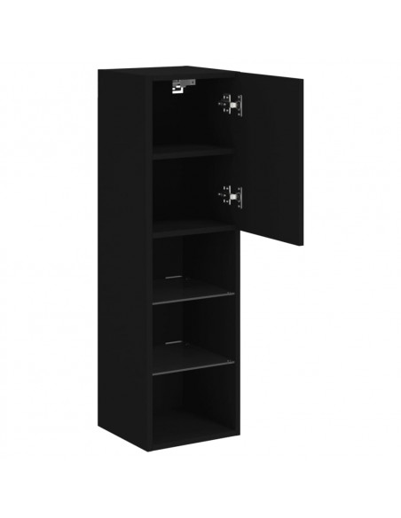 Mobili Porta TV con Luci LED 2 pz Neri 30,5x30x102 cm