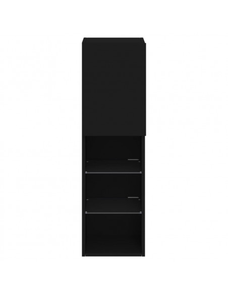 Mobili Porta TV con Luci LED 2 pz Neri 30,5x30x102 cm