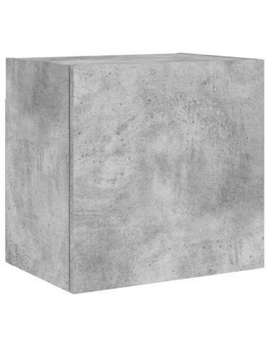 Mobili TV a Muro con LED 5pz Grigio Cemento Legno Multistrato