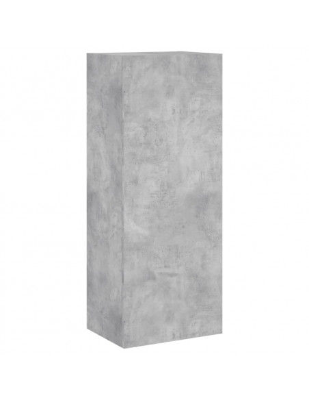 Mobili TV a Muro con LED 5pz Grigio Cemento Legno Multistrato