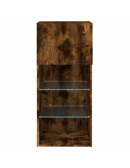 Mobili Porta TV con Luci LED 2 pz Rovere Fumo 40,5x30x90 cm