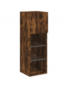 Mobili Porta TV con Luci LED 2 pz Rovere Fumo 30,5x30x90 cm 2