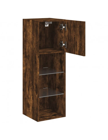 Mobili Porta TV con Luci LED 2 pz Rovere Fumo 30,5x30x90 cm