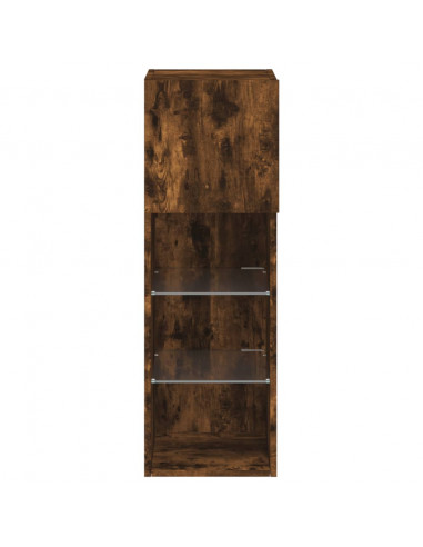 Mobili Porta TV con Luci LED 2 pz Rovere Fumo 30,5x30x90 cm