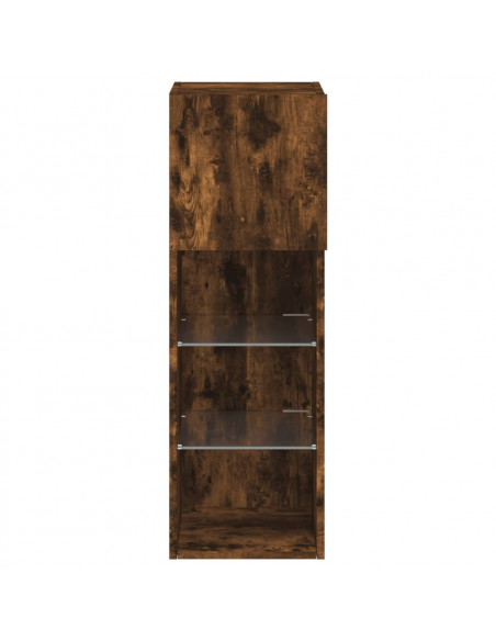 Mobili Porta TV con Luci LED 2 pz Rovere Fumo 30,5x30x90 cm