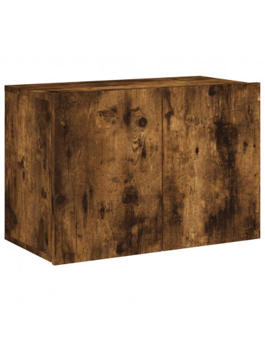 Mobili TV a Muro 5pz Rovere Fumo in Legno Multistrato